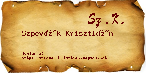 Szpevák Krisztián névjegykártya